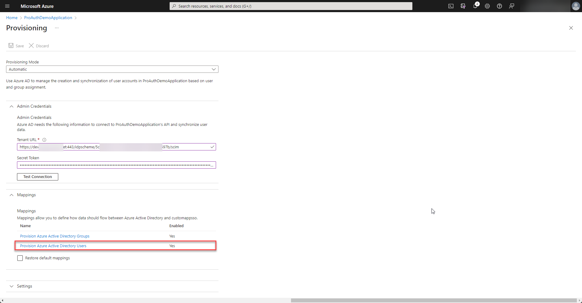 Select to modify user mappings