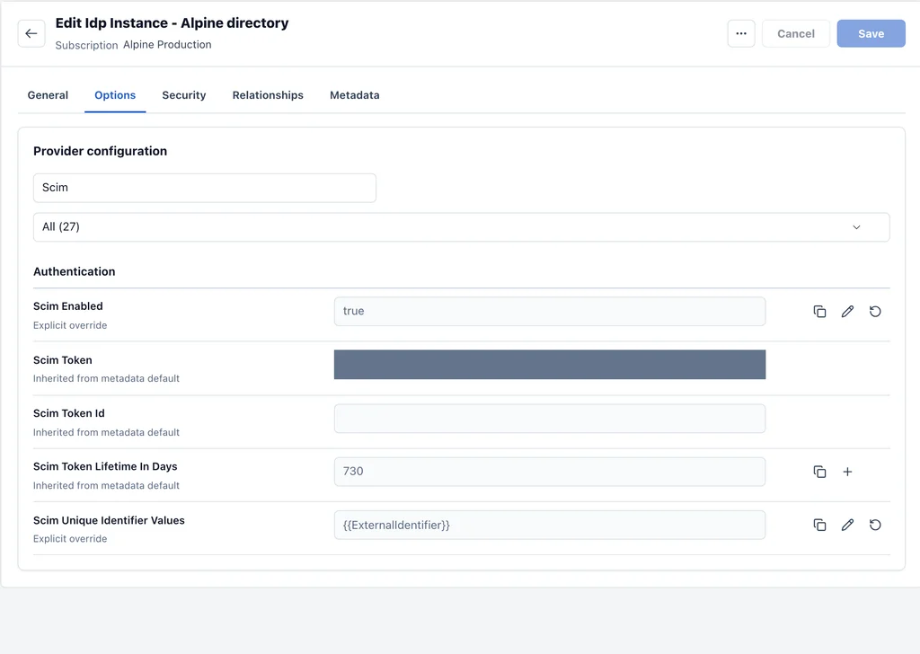 ProAuth identity provider SCIM options